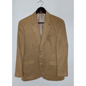 Men Size 40R Chaps Beige Khaki Faux Suede 2 Button Blazer Jacket Sport Coat